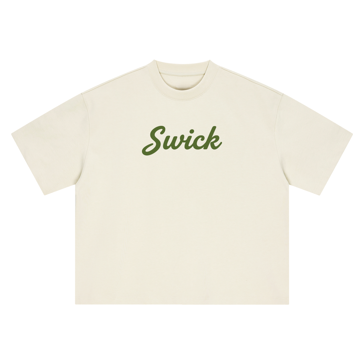 Swick Oversized Heavyweight Boxy T-Shirt Olive Green Logo