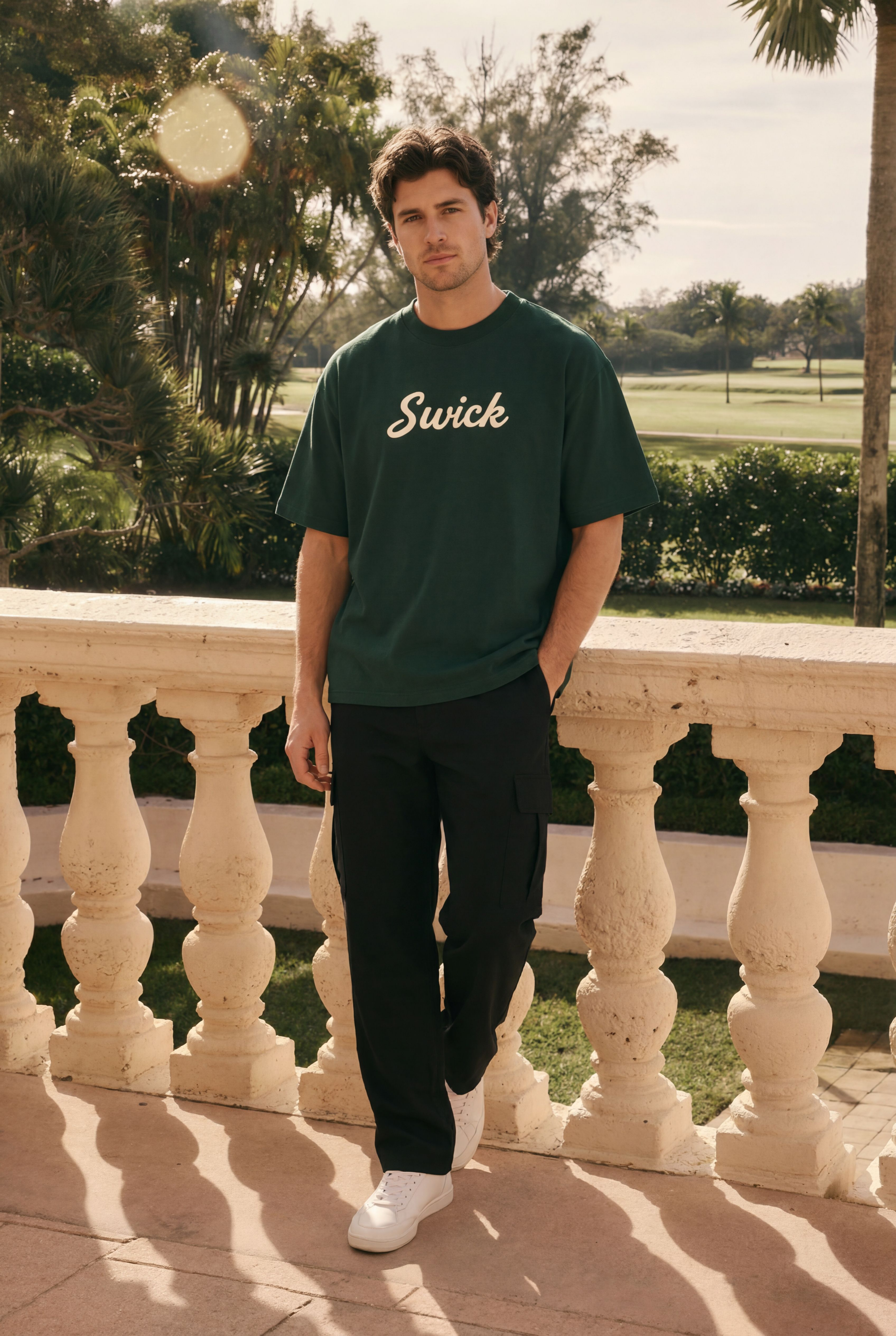 Swick Oversized Heavyweight Boxy T-Shirt Cream Logo