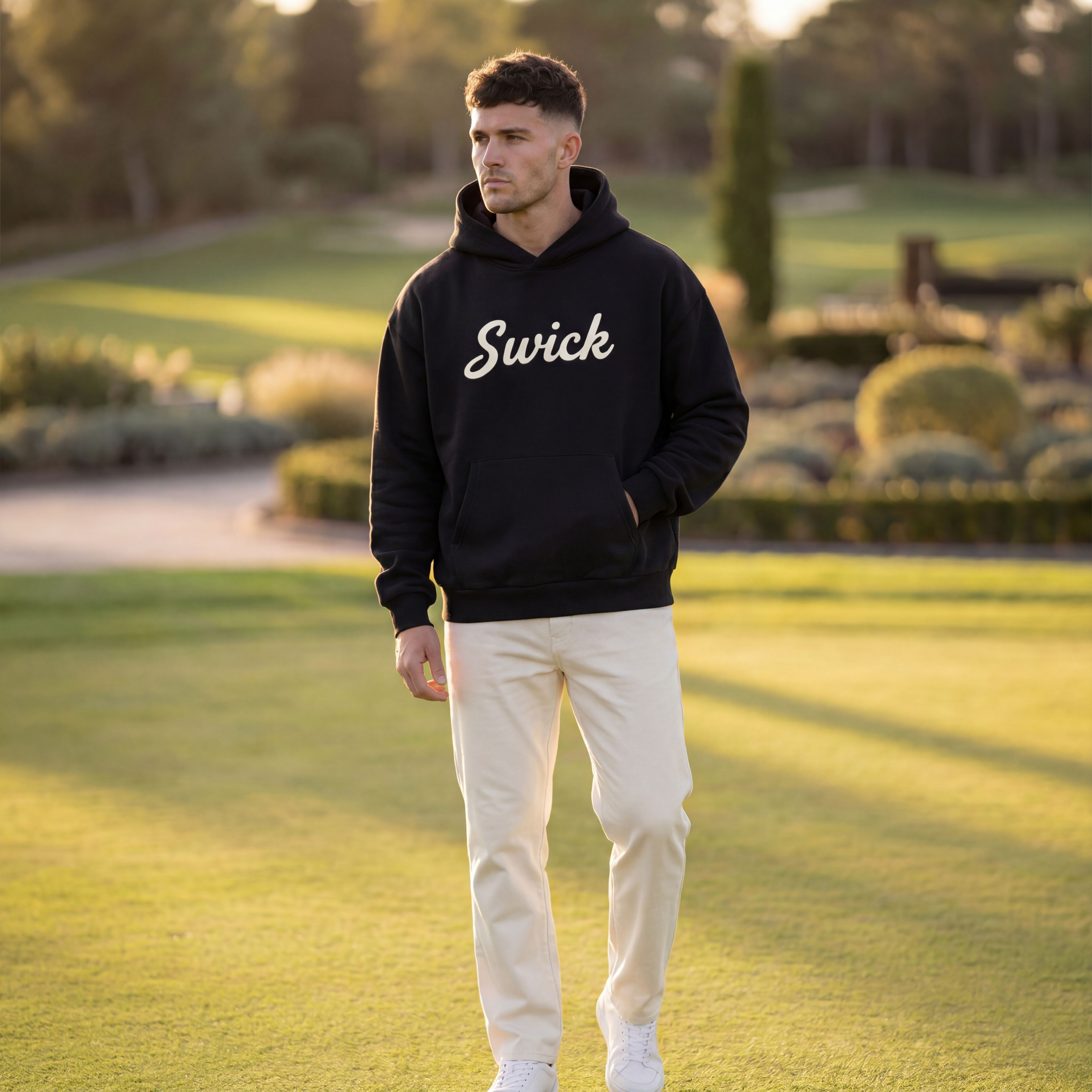 Swick Heavyweight Fleece Hoodie Cream Logo