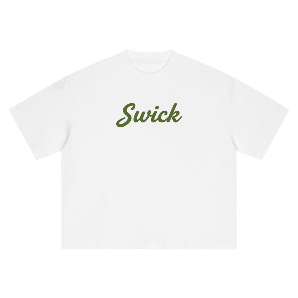 Swick Oversized Heavyweight Boxy T-Shirt Olive Green Logo