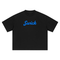 Swick Oversized Heavyweight Boxy T-Shirt Electric Blue Logo